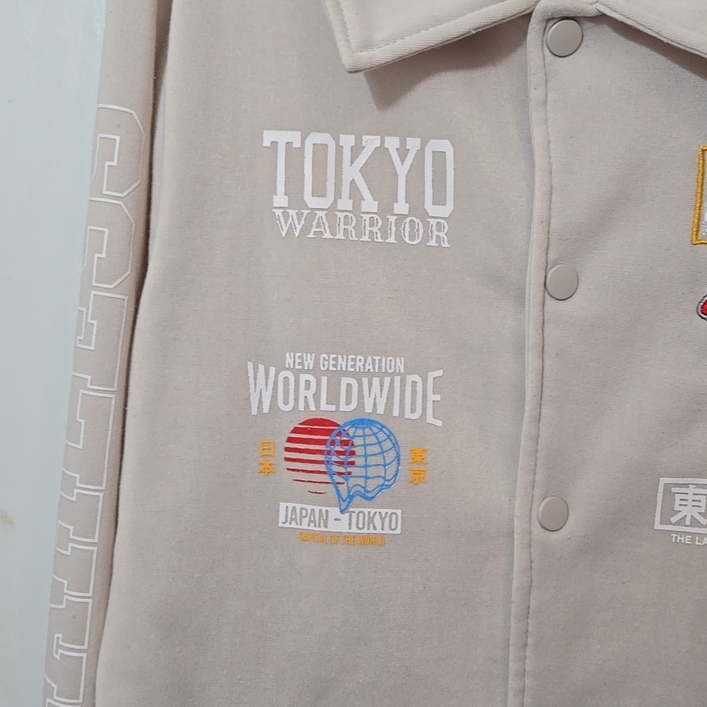 REGSTR Fearless Tokyo Warrior Beige Jacket Snapfront Medium - Picture 3 of 12